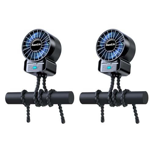 2 Pack Multifunctional Portable Stroller Fan 4 Speed 6600rpm High Speed Usb Rechargeable Personal Mini Handheld Fan Extend...