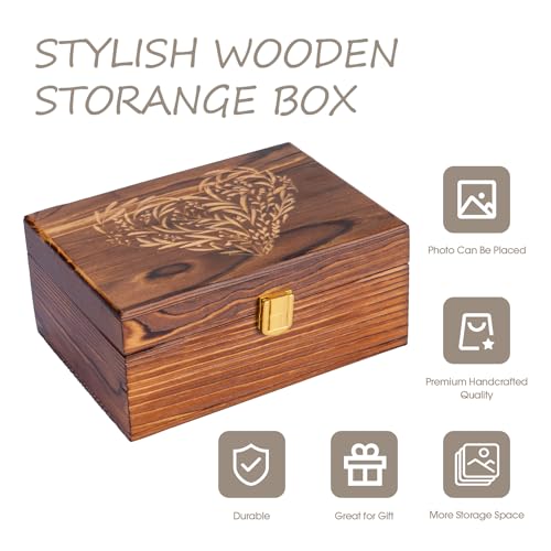Small Wooden Memory Keepsake Boxes With Hinged Lids and a photo frame inside the lid - Decorative Storage Box With a Hinge...