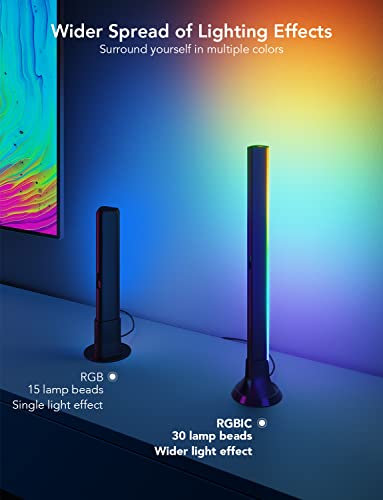 Govee RGBIC Light Bars, 15 Inches WiFi TV Backlight Suitable for 45-70 inch TVs, Smart Light Bars with Multiple Placement ...