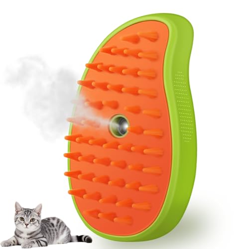 Cat Steam Brush, 3 In 1 Steamy Pet Brush, Silicone Massage Dog Hair Remover Comb, Spray Mist Grooming for Indoor Kittens (...