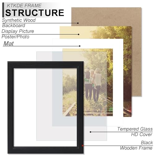 KTKDE 8x10 Picture Frame Real Glass, Display Pictures 5x7 with Mat or 8x10 Without Mat, Modern Style Wood Composite Frame,...