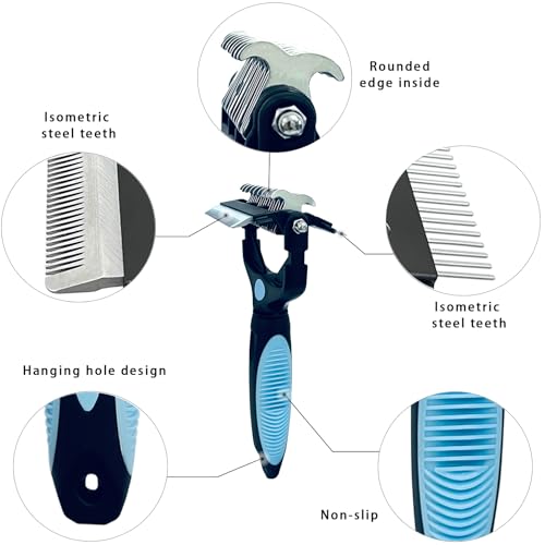 3-in-1 Pet Grooming Brush for Dogs & Cats – Double Sided Deshedding Tool with Stainless Steel Teeth, Detangler Comb & Unde...