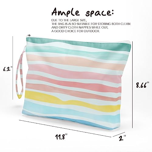 Fokongna Wet Dry Bag, Wet Bag for Swimsuit Travel Beach Bag, Diaper Bag Toiletry Bag Waterproof Large Makeup Bag, Zipper P...
