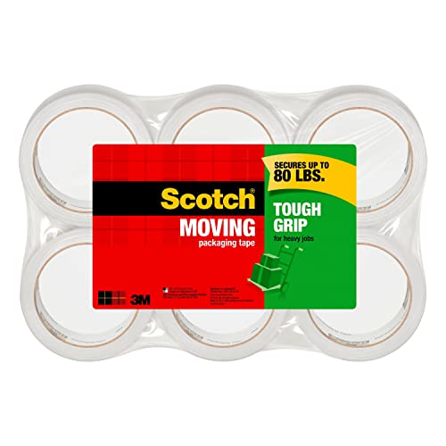 Scotch Tough Grip Moving Packaging Tape, 1.88" x 38.2 yd, Strong Hold on All Box Types Including Recycled, Secures Boxes u...