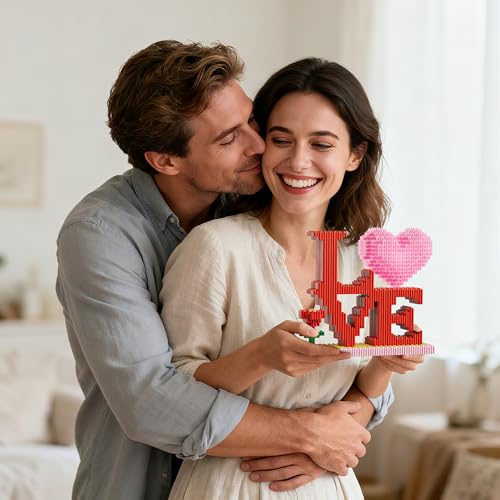 Romantic Love Shaped Building Set, Heart Ornament Building Toy Kit, Flowers Micro Building Blocks - Valentine's Day Gifts ...