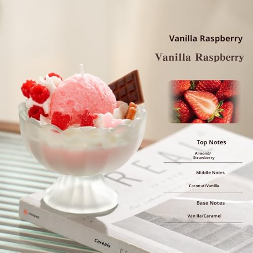 Generic Ice Cream Aromatherapy Candles, Glass Goblet, Decorative Dessert Shape, Fruits Fragrance, Birthday Festival Gift (...