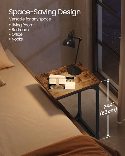 VASAGLE C-Shaped End Table, Small Side Table for Couch, Sofa Table with Metal Frame for Living Room, Bedroom, Bedside, Rus...