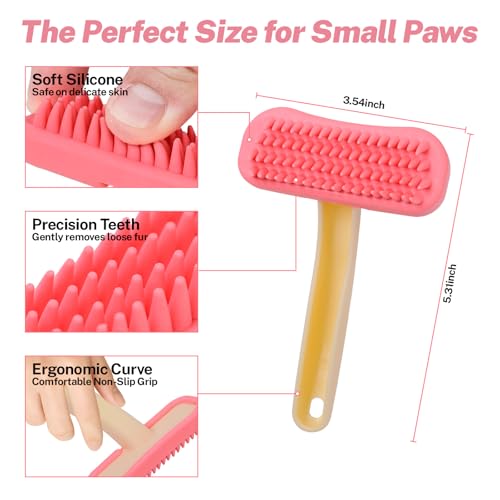 CLLGrocery Bunny Brush, Soft Silicone Small Animal Brush, Short Hair Dog Brush - Removes Loose Fur, Detangles & Massages f...