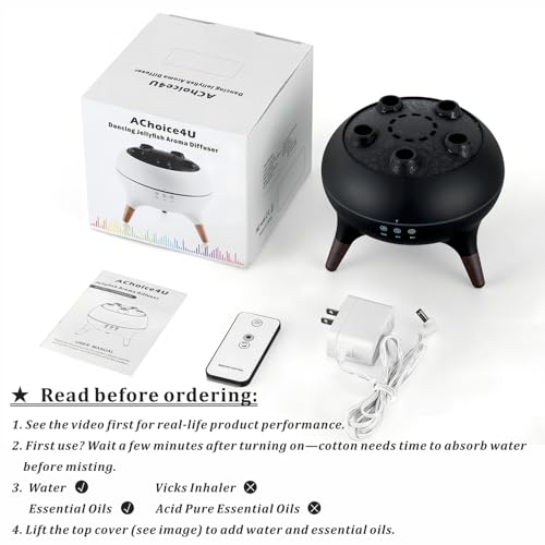 AChoice4U Essential Oil Diffuser 250ML Dancing Jellyfish Aromatherapy Diffuser Humidifier with 7 Colors LED Lights,Remote ...