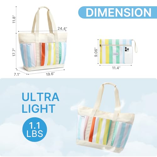G4Free Beach Bag,Waterproof Beach Tote Pool Bags for Women,Compatible with Stanley Cup,Foldablefor Weekender Travel