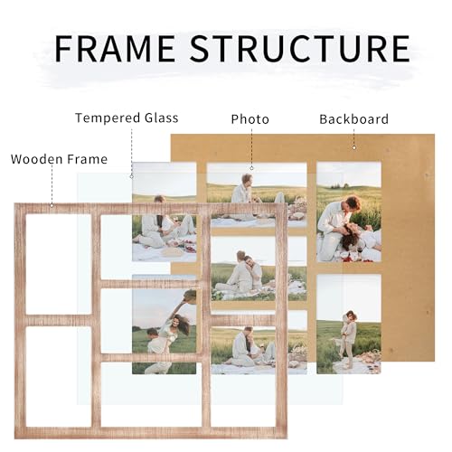 YESKAY 4x6 Picture Frame Collage for Wall Decor, Multiple Photo Collage Frames with Tempered Glass, 7-Opening for 4 x 6 Pi...