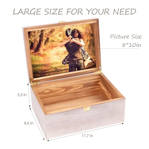 Tree of Life Larger Wooden Memory Keepsake Boxes With Hinged Lids and a photo frame inside the lid - Decorative Storage Bo...