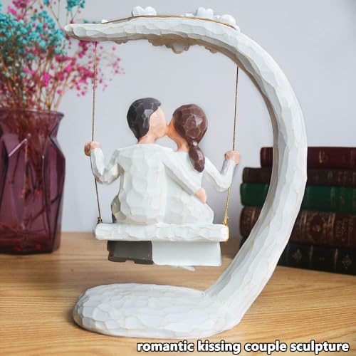 jinhuoba Romantic Wedding Couple Figurines, Hand Painted Loving Together Sculpture, Best Valentine Marriage Anniversary We...