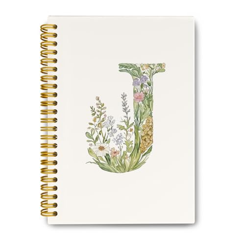 IORAFOUDUO Spring Floral Initial Letter J Journal Notebook, Cute Personalized Journaling Notebooks, Monogrammed Gifts for ...