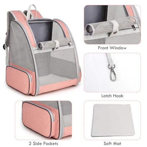 Cat Backpack Carrier, Large Pet Backpack with Kitten Wand Feather Toy for Medium Small Dog Cat Puppy Kitty Bunny up to 15l...