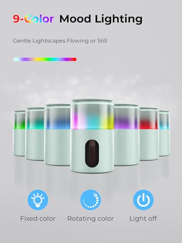 Pmsusoow Waterless Essential Oil Diffuser: 9 Colors LED Scent Diffuser for Home&Car&Office - Portable Diffuser with 48H Ba...