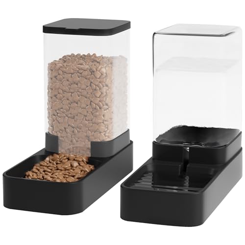 Wefeedy Automatic Cat Feeder and Water Dispenser in Set with Pet Food Bowl,Gravity Dog Waterer and Food Feeder for Small M...