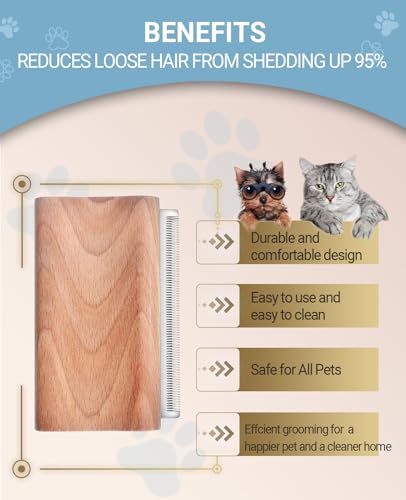 Dog Brush for Shedding | Pet Hair Removal Tool, Cat Grooming Supplies, Deshedding Dog Brush | Combs for cleaning & groomin...