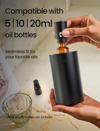 Waterless Essential Oil Diffuser, Rechargeable Scent Diffusers with 3 Mist Levels & Timers, Portable Aromatherapy Diffuser...