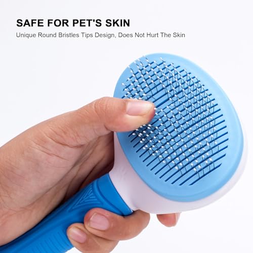 Self Cleaning Slicker Brush for Pet Grooming - Removes Loose Undercoat and Sheds, Suitable for Long and Short Hair Cats an...