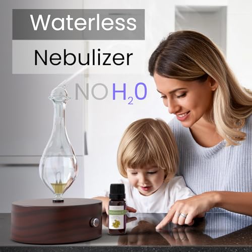 ArOmis Premium Glass Essential Oils Nebulizer - Waterless Diffuser for Aromatherapy - Handmade Oil Diffuser, Wooden Base, ...