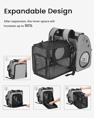 COVONO Expandable Cat Backpack Carrier, Airline Approved Pet Carrier for Cats & Small Dogs, Breathable Mesh, Bubble Windo...