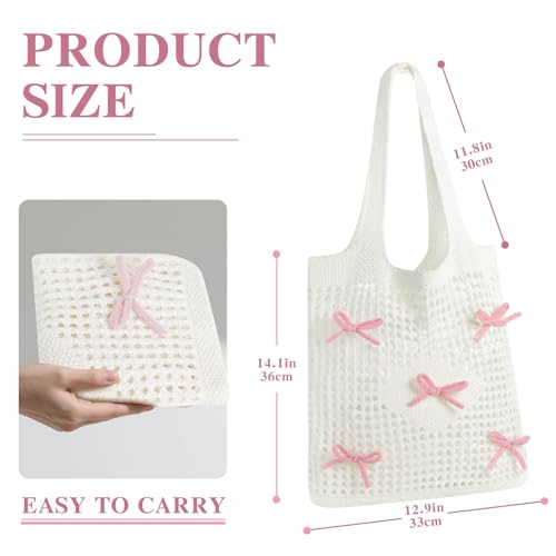 Topdear Crochet Tote Bag, Aesthetic Mesh Crochet Beach Bag, Hippie Knitted Tote Bag for Women