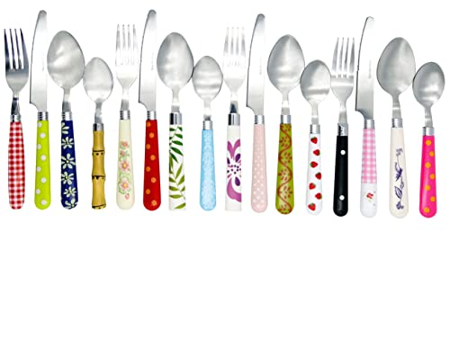 The Original Brink House Eclectic Collection Mix & Match Stainless Steel Cutlery Set with Multicolored Handles / 16 pieces...