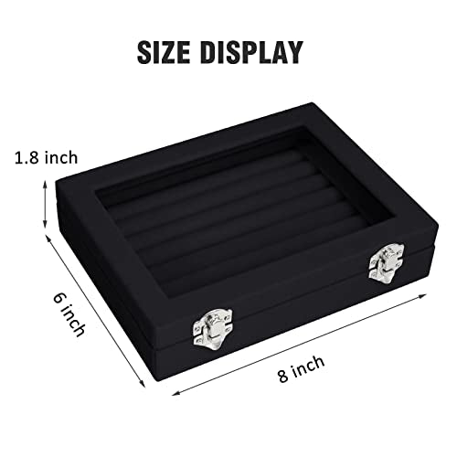 Vicoter Rings Organizer Tray 7 Slots Velvet Jewelry Earring Storage Box with Transparent lid Jewelry Display Case for Girl...