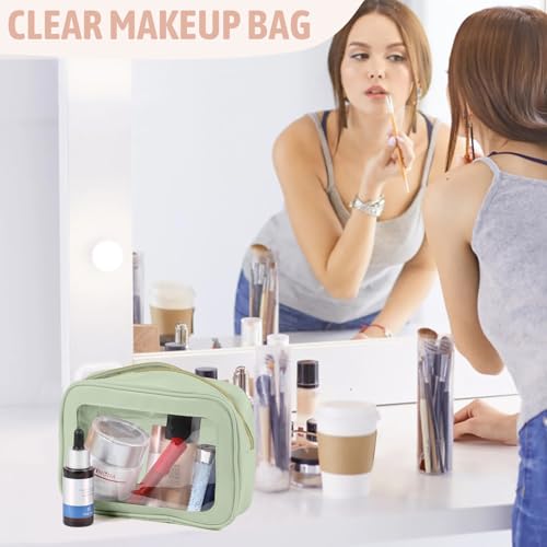 YOPCDJ 3PCS Clear Toiletry Bag,TSA Approved Travel Makeup Pouch with Zipper for Cosmetics and Toiletries，Diaper Bag Organi...