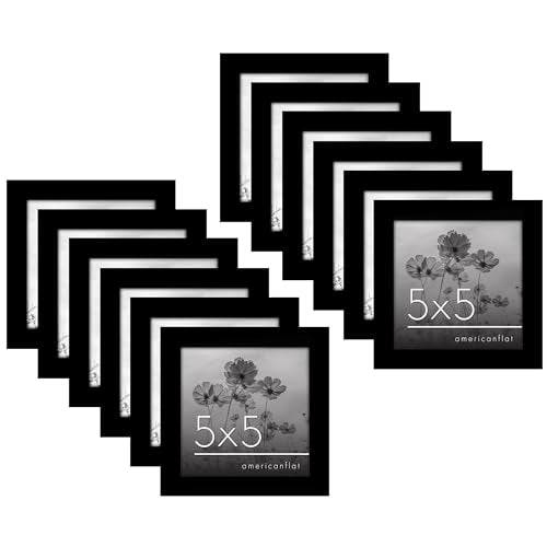Americanflat 5x5 Picture Frame with Polished Plexiglass - Set of 12 - Signature Collection - Picture Frames with Engineere...