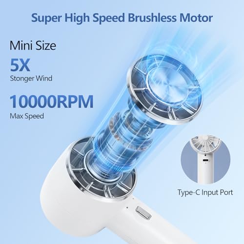 loranu Handheld Portable Turbo Fan with Cold Compress, High-Speed 2 in 1 Hand Held & Desk Fan, 4200mAh Battery Rechargeabl...