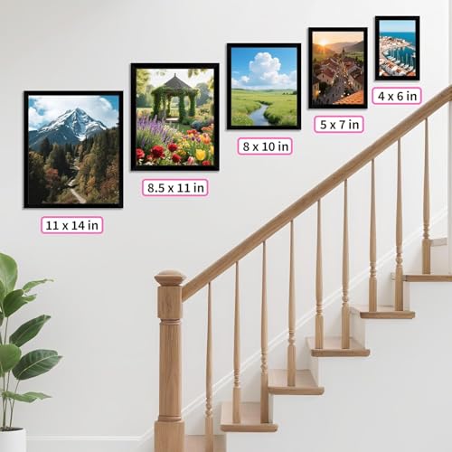 HOMERHYME 8x10 Picture Frame Set of 2, Black Photo Frame for Tabletop or Wall Display, Display Pictures 5x7 with Mat or 8x...