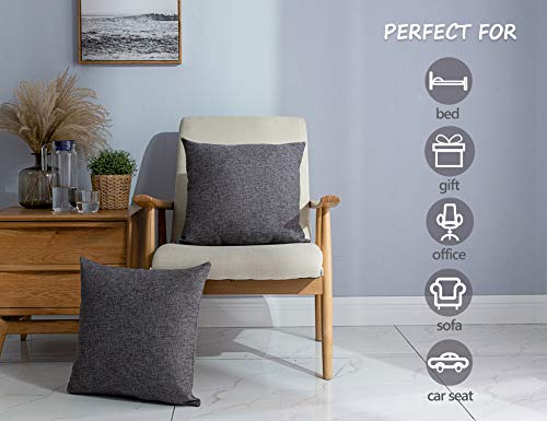 Stellhome Burlap Throw Pillow Covers Square Solid Decorative Farmhouse Linen Cushion Covers for Bed Couch Sofa Bench, 18 x...