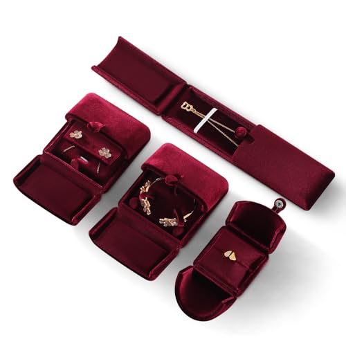Dansmiy Resilient Velvet Earrings Necklace Dual-Purpose Storage Box, Stud Earring Display Box For Girlfriend Wife, Premium...