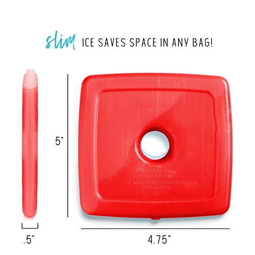 Cool Coolers By Fit & Fresh 4 Pack Slim Ice Packs, Quick Freeze Space Saving Reusable Ice Packs for Lunch Boxes or Cooler...