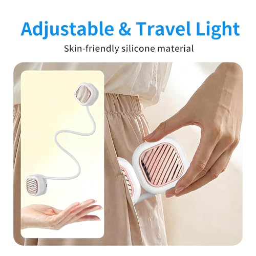 Suzii Portable Neck Fan Rechargeable, Hands Free Bladeless Personal Fan with 5 Speeds, Lightweight Foldable Wearable Cooli...