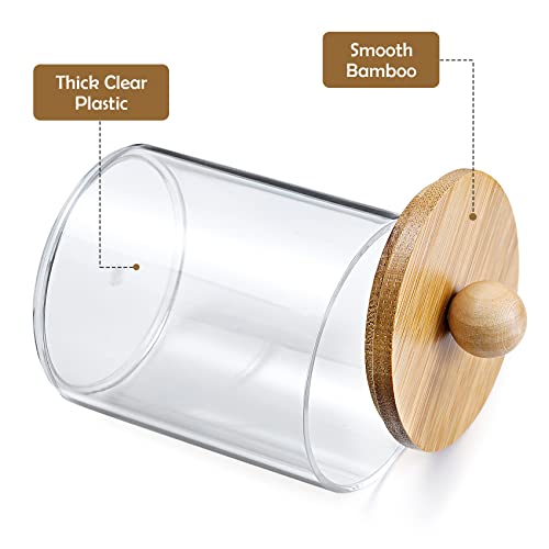 6-Pack Bamboo Qtip Holders - Bathroom Storage for Cotton Balls, Swabs, Pads, Floss