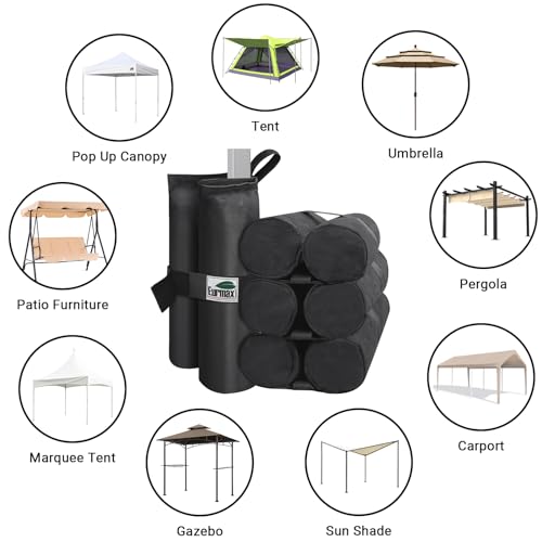 Eurmax USA 4-Pack 150LBS Capacity Universal Canopy Weight Bags,Heavy Duty Windproof Sandbags with All-Around Wrap Design,U...