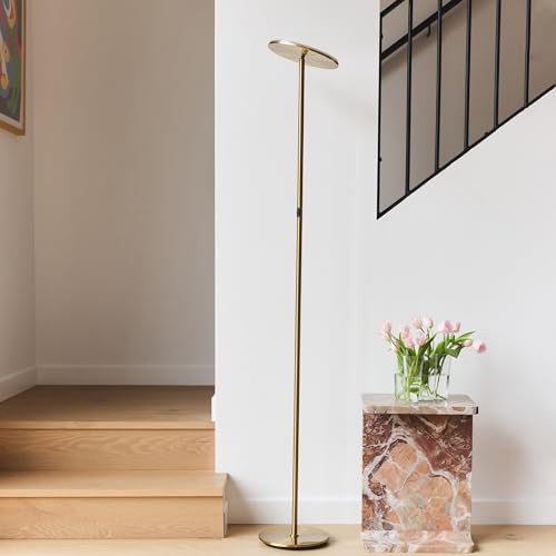 Brightech Sky LED Floor lamp, Torchiere Super Bright Floor Lamp for Living Room Decor & Office - Dimmable, Tall Standing T...