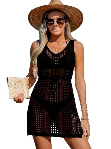KISSMODA Womens Swimsuit Cover Up Sleeveless Swimwear Knit Beach Dress Coverup Bathing Suit Crochet 2026 Summer Trendy S-XXL