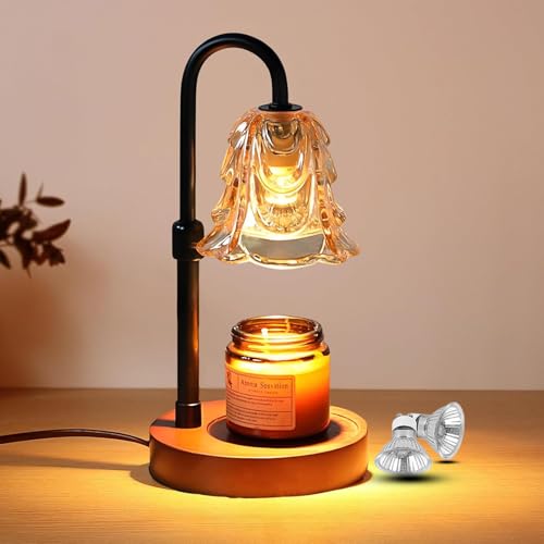 Zholp Dimmable Candle Warmer Lamp with Timer, Adjustable Height, 2 Bulbs - Wax Melt Warmer for Scented Wax and Jar Candle...
