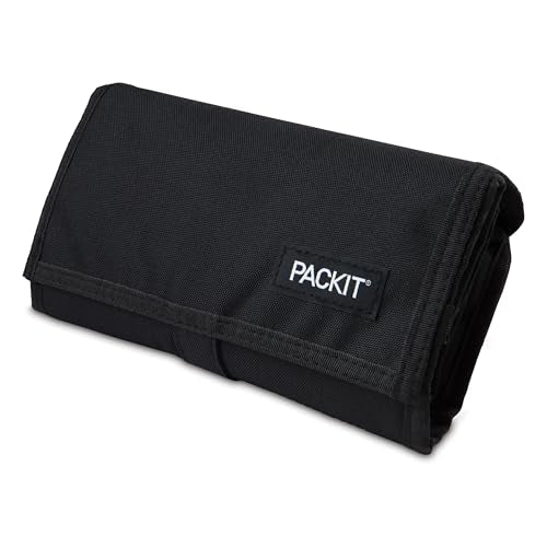 PackIt Freezable Lunch Bag, Black, Built with EcoFreeze Technology, Foldable, Reusable, Zip and Fold Closure with Buckle H...