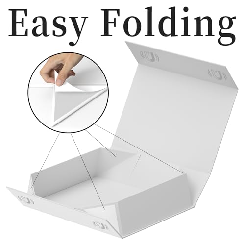 PSHVYM Gift Boxes with Lids, 11.5x7.8x3 In White Gift Box for Presents Magnetic Closure for T-Shirts, Gloves, Scarves, Boo...