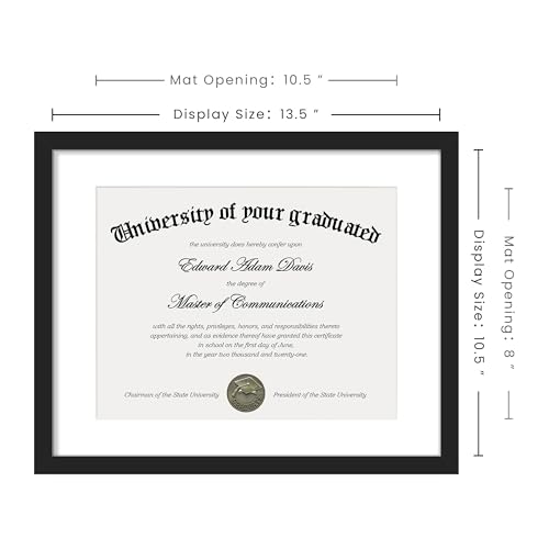 upsimples 11x14 Diploma Frame with Clear Plexiglass, Displays 8.5 x 11 Certificate Frame with Mat or 11x14 Picture Frame w...