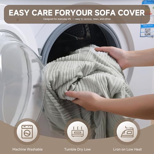 Couch Cushion Covers, Washable Stretch Stripe Sofa Covers for 1 Cushion Couch L Shape Sectional Sofa Slipcovers Furniture ...