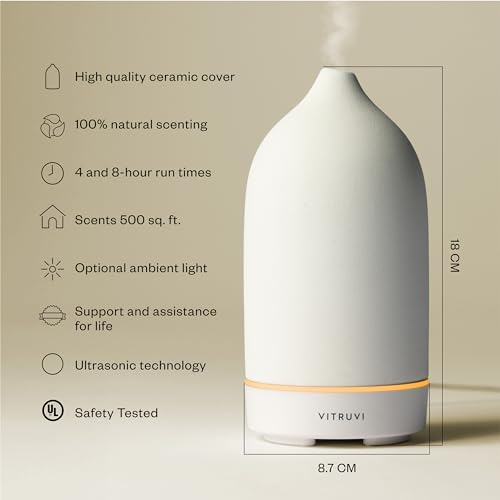 Vitruvi Stone Diffuser, Ceramic Ultrasonic Essential Oil Diffuser for Aromatherapy | Ceramic Diffuser, Diffusers for Home,...