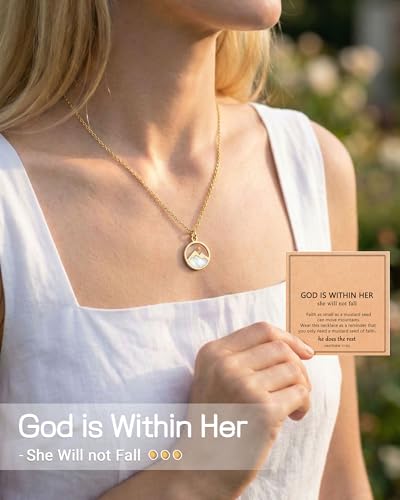 Eryuor Silver/Gold Moving Mountains Mustard Seed Faith Necklace, Inspirational Christian Gifts for Teen Girls & Women