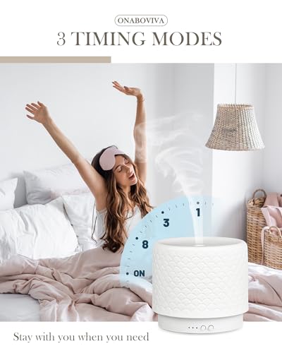 Essential Oil Diffuser - 280ml Ceramic Diffuser for Large Room & Commercial Use, 2.4MHz Aromatherapy Diffuser with Cool Mi...