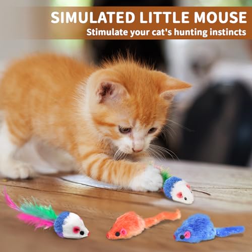 iCAGY 25 Pcs Cat Toys for Cats, Indoor Kittens - Interactive Variety Pack, 45 inches Rainbow Cat Tunnel, Feather Teaser, F...